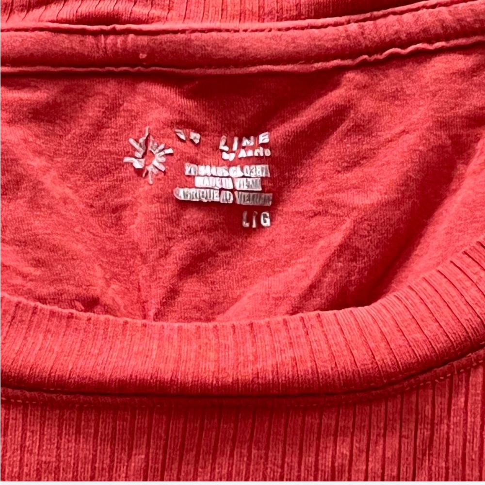 American Eagle Aerie Ribbed Open Back Tie Crop Top Large Red / Rust Orange - Picture 2 of 4